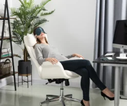 Cream Mid-Century Modern Faux Leather Executive Office Chair -Living Room Furniture Store 810598938 A0 3