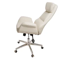 Cream Mid-Century Modern Faux Leather Executive Office Chair -Living Room Furniture Store 810598938 A0 5