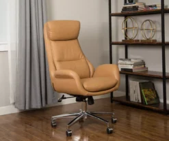 Light Brown Mid-Century Modern Faux Leather Executive Office Chair 12 Light Brown Mid-Century Modern Faux Leather Executive Office Chair -Living Room Furniture Store 810598939 A0 4
