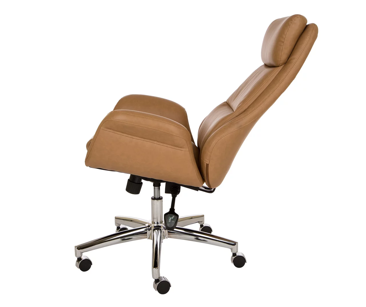 Light Brown Mid-Century Modern Faux Leather Executive Office Chair 8 Light Brown Mid-Century Modern Faux Leather Executive Office Chair - Image 6