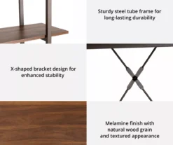 Walnut Modern Open 4-Shelf Bookcase -Living Room Furniture Store 810598940 A0 6