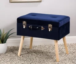 Glitzhome Velvet Suitcase Storage Stool -Living Room Furniture Store 810598944 A0 2