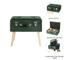 Glitzhome Velvet Suitcase Storage Stool -Living Room Furniture Store 810598947 A0 7