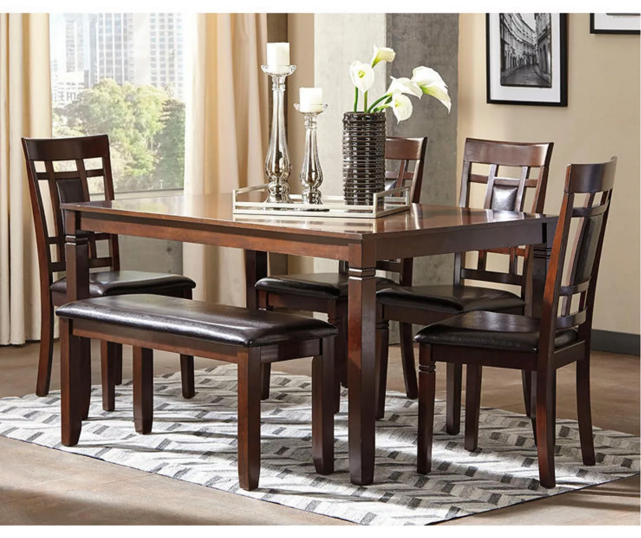 Bennox 6-Piece Dining Set With Bench 4 Bennox 6-Piece Dining Set With Bench - Image 2