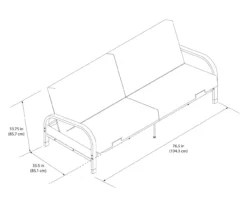 DHP Elbern Black Metal Futon With Cover -Living Room Furniture Store 810599700 810600181 810600182 A8 1