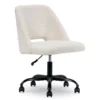 Cream Faux Wool Boucle Rolling Swivel Office Chair -Living Room Furniture Store 810606674 A0 1