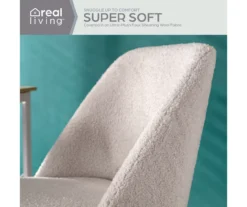 Cream Faux Wool Boucle Rolling Swivel Office Chair -Living Room Furniture Store 810606674 A0 3