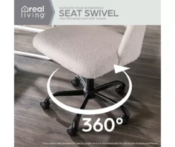 Cream Faux Wool Boucle Rolling Swivel Office Chair -Living Room Furniture Store 810606674 A0 4