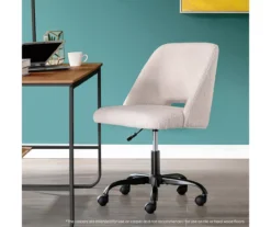 Cream Faux Wool Boucle Rolling Swivel Office Chair -Living Room Furniture Store 810606674 A0 8