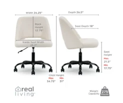 Cream Faux Wool Boucle Rolling Swivel Office Chair -Living Room Furniture Store 810606674 A0 9