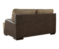 Alesbury Brown Faux Leather Loveseat -Living Room Furniture Store 810612253 2