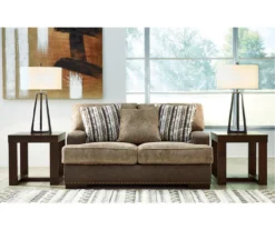 Alesbury Brown Faux Leather Loveseat -Living Room Furniture Store 810612253 5