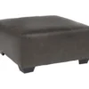 Aberton Gray Faux Leather Oversize Accent Ottoman -Living Room Furniture Store 810612302 1