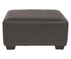 Aberton Gray Faux Leather Oversize Accent Ottoman -Living Room Furniture Store 810612302 2