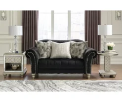 Harriotte Black Loveseat -Living Room Furniture Store 810612312 1