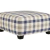 Meggett Blue & Beige Plaid Oversize Accent Ottoman -Living Room Furniture Store 810612370 1