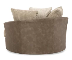 Keskin Brown Faux Leather Oversize Swivel Accent Chair -Living Room Furniture Store 810612413 4