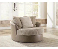 Keskin Brown Faux Leather Oversize Swivel Accent Chair -Living Room Furniture Store 810612413 5