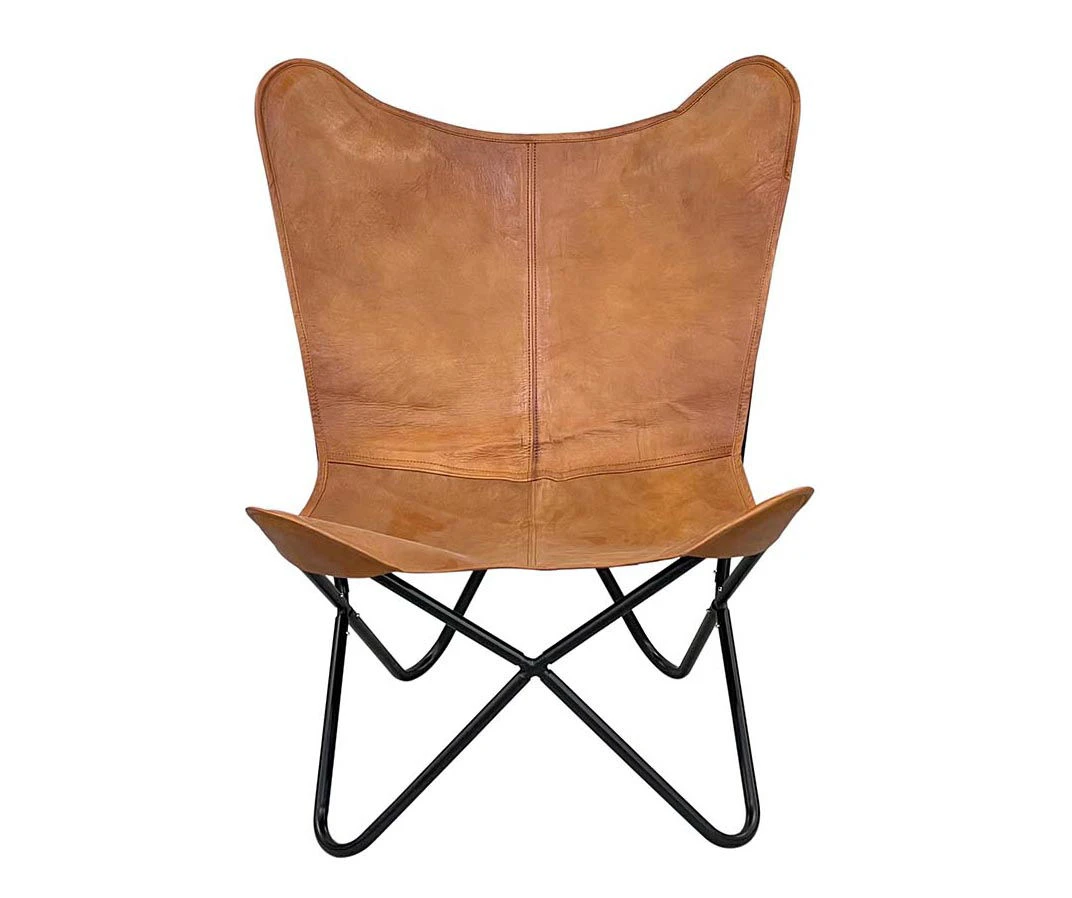 Tan Leather Butterfly Chair 4 Tan Leather Butterfly Chair - Image 2