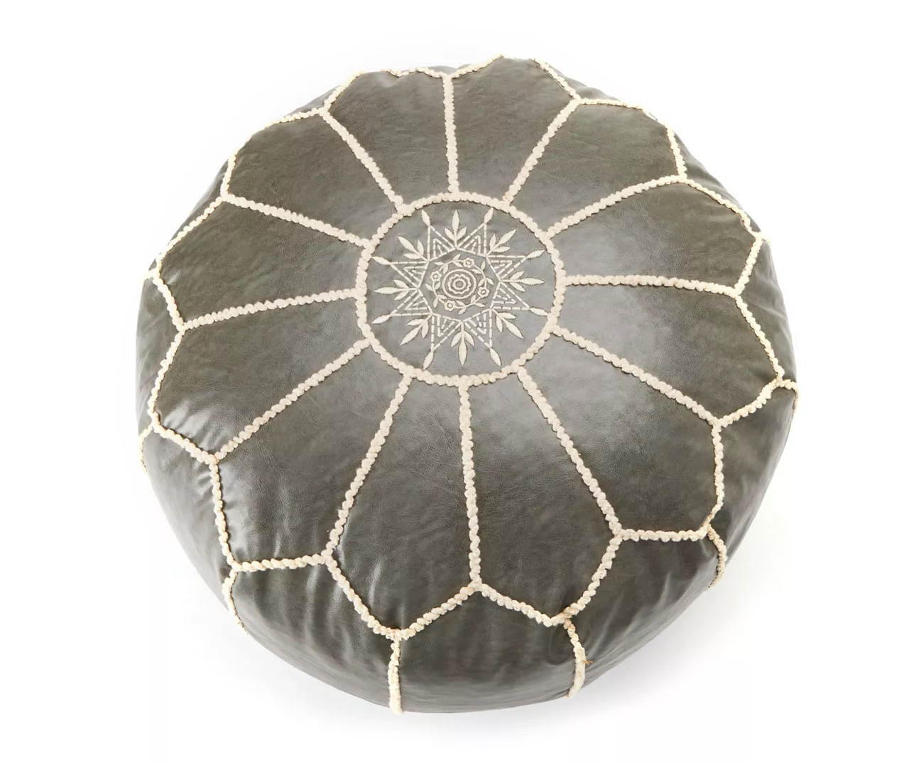 Moroccan Vegan Leather Pouf 4 Moroccan Vegan Leather Pouf - Image 2
