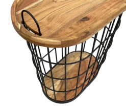 Metal Storage Table With Acacia Lid -Living Room Furniture Store 810617764 A0 4