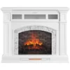62" White Marble Grand Electric Fireplace Console -Living Room Furniture Store 810617766 A0 1