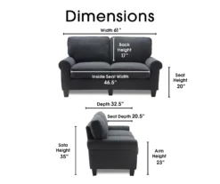 Copenhagen Charcoal Loveseat -Living Room Furniture Store 810659173 A0 5