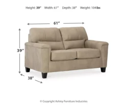 Tishen Pebble Sand Faux Leather Loveseat -Living Room Furniture Store 810669862 A0 3