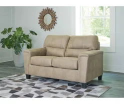 Tishen Pebble Sand Faux Leather Loveseat -Living Room Furniture Store 810669862 A1 2