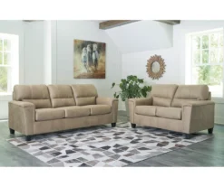Tishen Pebble Sand Faux Leather Loveseat -Living Room Furniture Store 810669862 A1 3