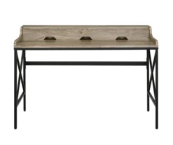 Corday Gray Wood Writing Desk With USB Charing
