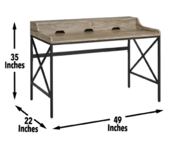 Corday Gray Wood Writing Desk With USB Charing -Living Room Furniture Store 810680820 A7