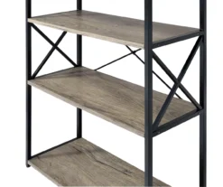 Corday Gray Wood 4-Shelf Open Bookcase -Living Room Furniture Store 810680821 A8