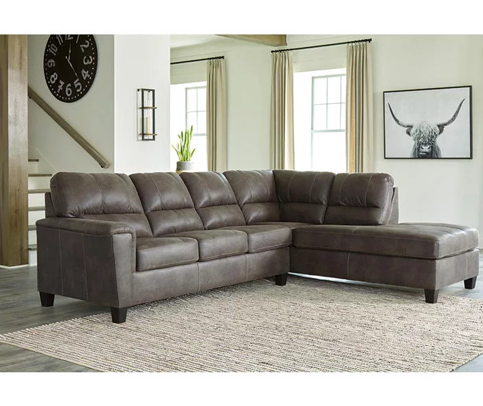 Signature Design By Ashley Navi Smoke Faux Leather Sectional With Right-Facing Chaise 4 Signature Design By Ashley Navi Smoke Faux Leather Sectional With Right-Facing Chaise - Image 2
