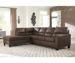 Signature Design By Ashley Navi Chestnut Faux Leather Sleeper Sectional With Left-Facing Chaise -Living Room Furniture Store combo760016 2