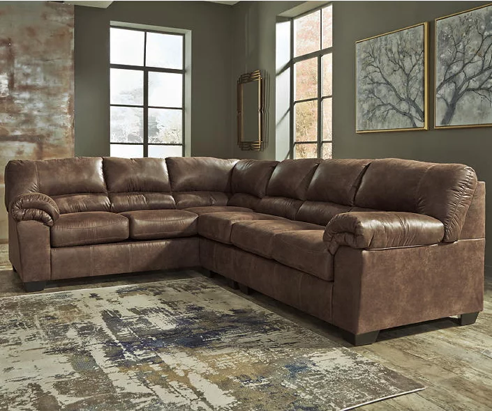 Signature Design By Ashley Bladen Coffee 3-Piece Faux Leather Sectional With Right-Facing Loveseat 3 Signature Design By Ashley Bladen Coffee 3-Piece Faux Leather Sectional With Right-Facing Loveseat