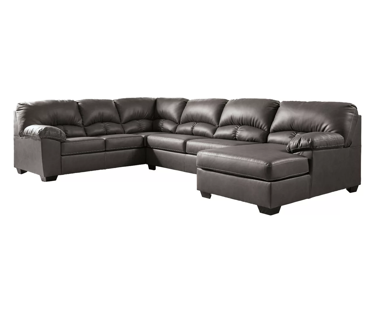 Signature Design By Ashley Aberton Gray Faux Leather 3-Piece Sectional With Right-Facing Chaise 3 Signature Design By Ashley Aberton Gray Faux Leather 3-Piece Sectional With Right-Facing Chaise