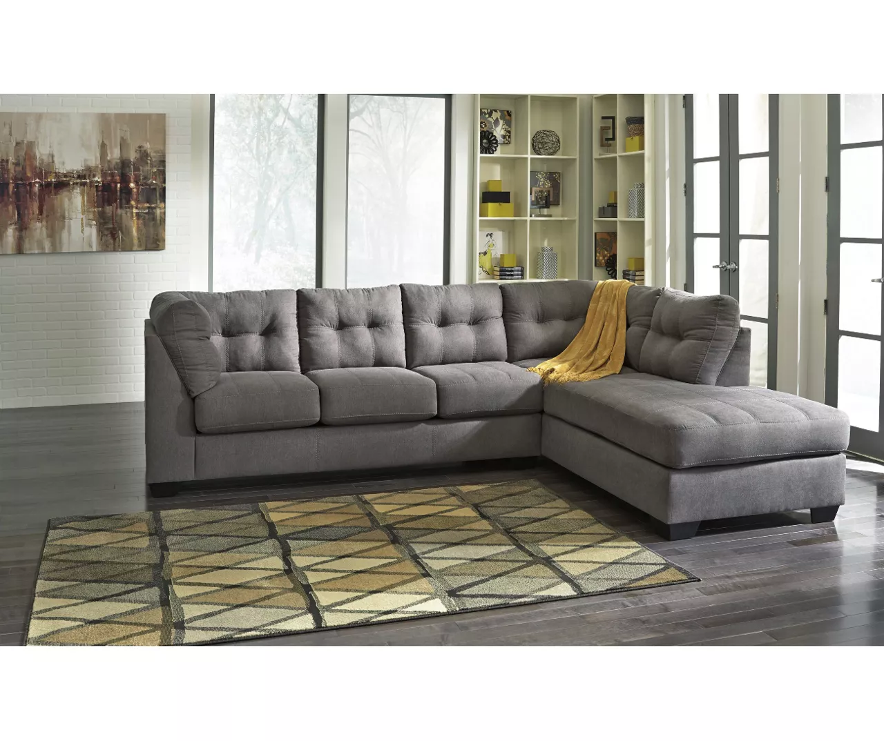 Signature Design By Ashley Maier Charcoal Sectional With Right-Facing Chaise 4 Signature Design By Ashley Maier Charcoal Sectional With Right-Facing Chaise - Image 2