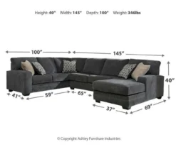 Signature Design By Ashley Tracling Gray 3-Piece Sectional -Living Room Furniture Store combo910005 2